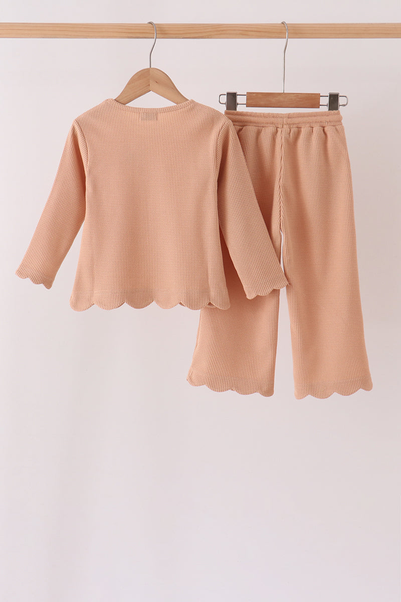 Oatmeal Scalloped Pants Set - Sweet Everyday Girl Style