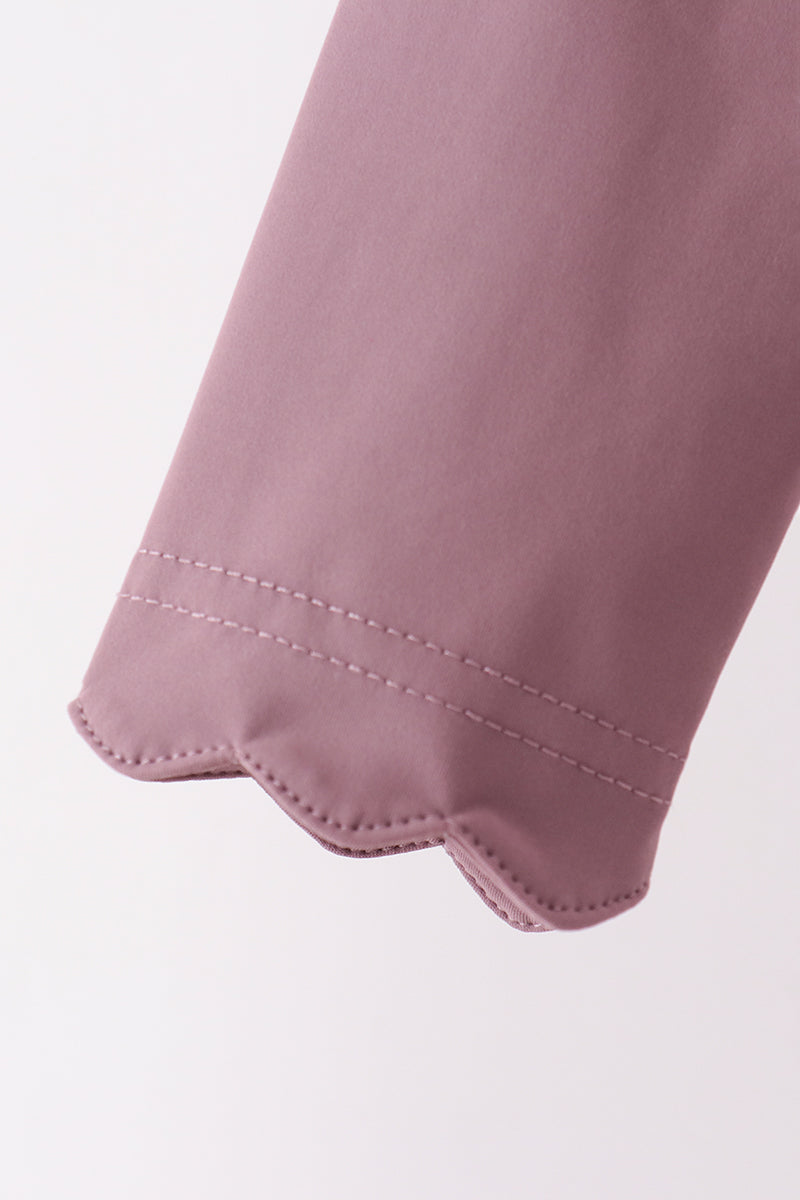 Dusty Plum Scalloped Active Set - Ready for Her Day