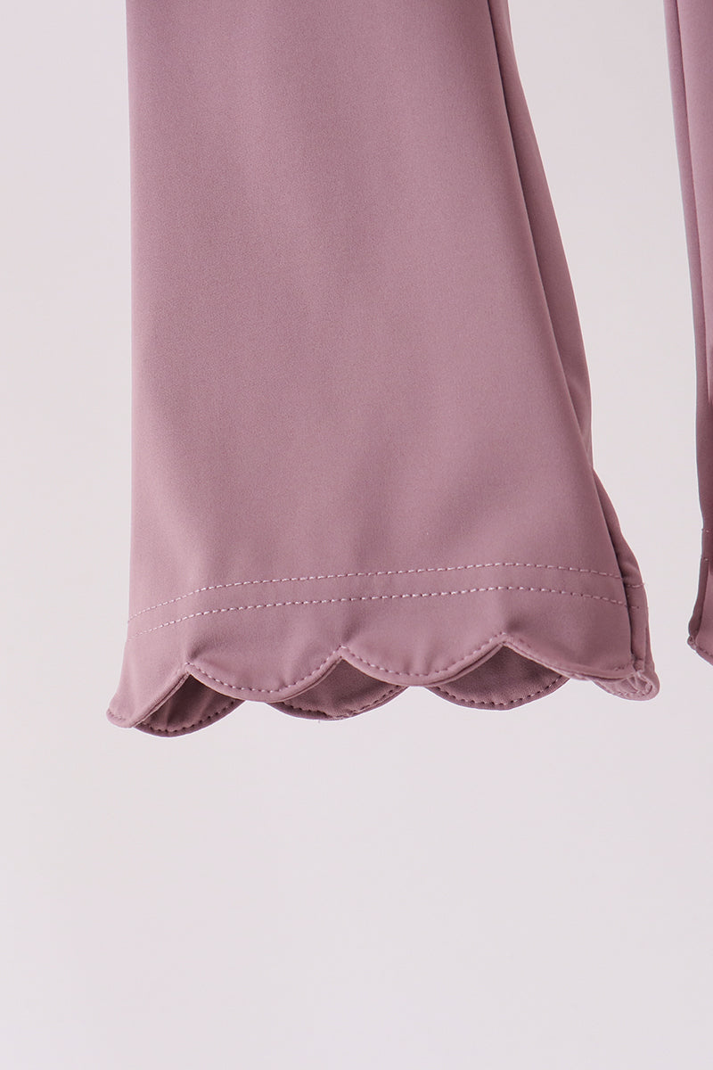 Dusty Plum Scalloped Active Set - Ready for Her Day