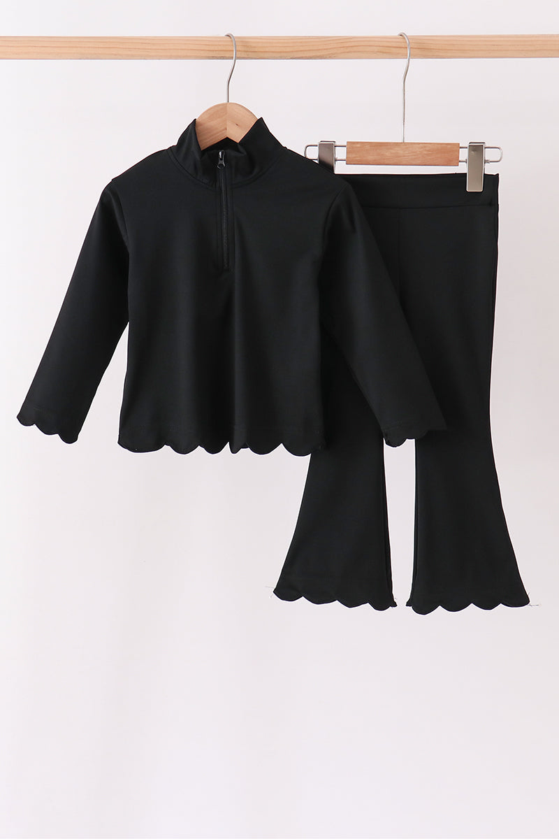 Black Scalloped Active Set - Ready for Her Day