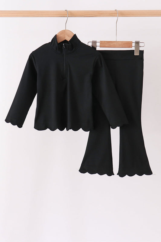 Black Scalloped Active Set - Ready for Her Day