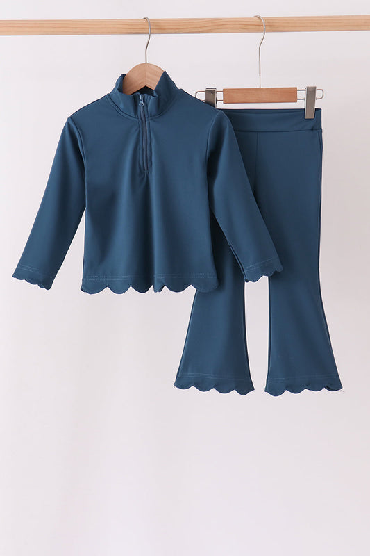 Navy Scalloped Active Set - Ready for Her Day