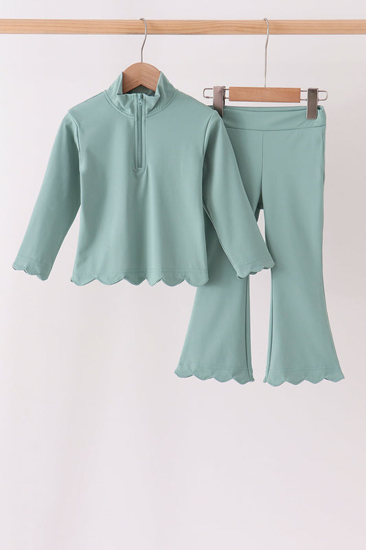 Sage Scalloped Quarter-Zip Active Set - Ready for Her Day