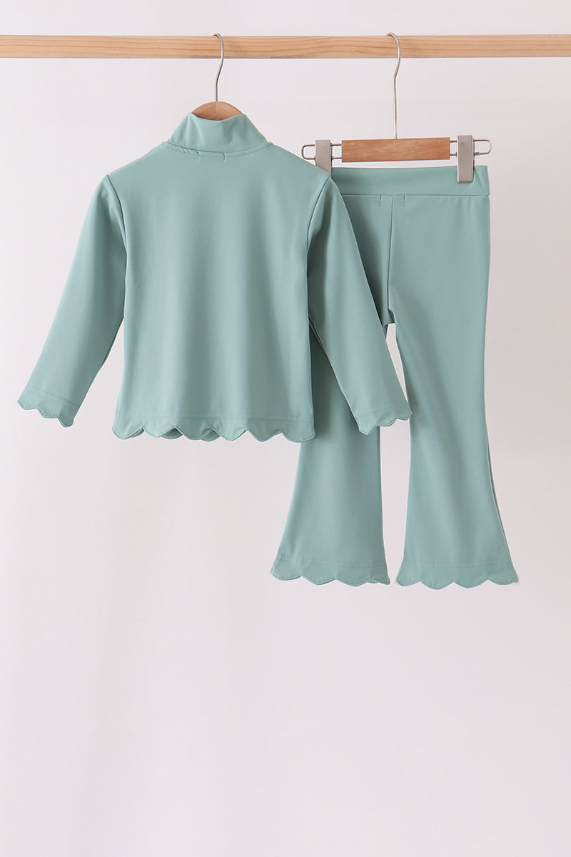 Sage Scalloped Quarter-Zip Active Set - Ready for Her Day