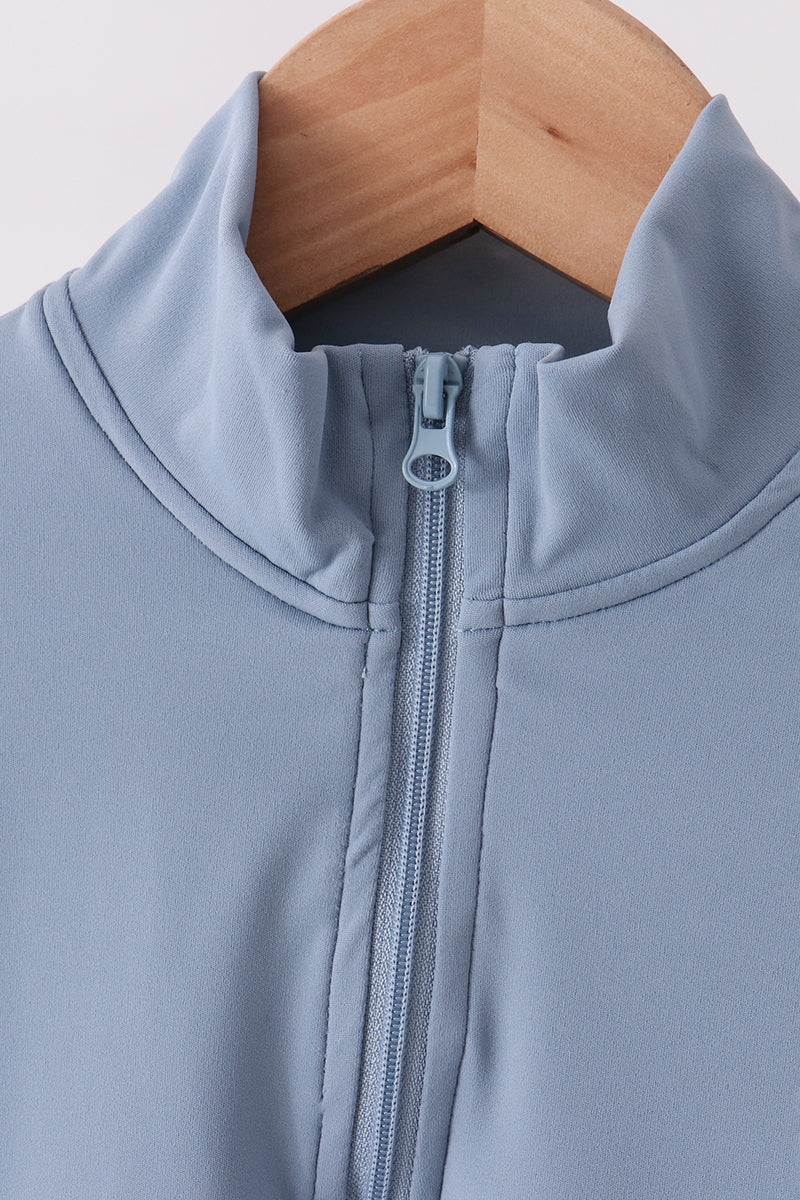 Dusty Slate Blue Scalloped Active Set - Ready for Her Day