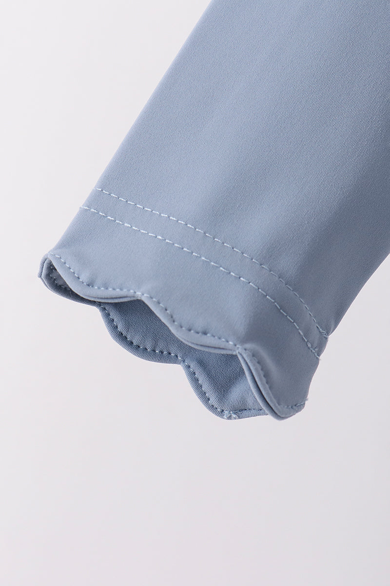 Dusty Slate Blue Scalloped Active Set - Ready for Her Day