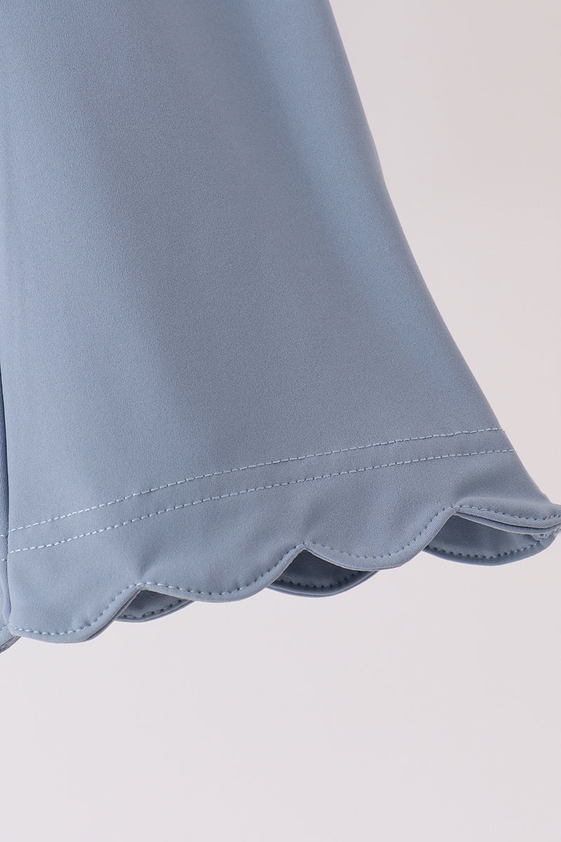 Dusty Slate Blue Scalloped Active Set - Ready for Her Day