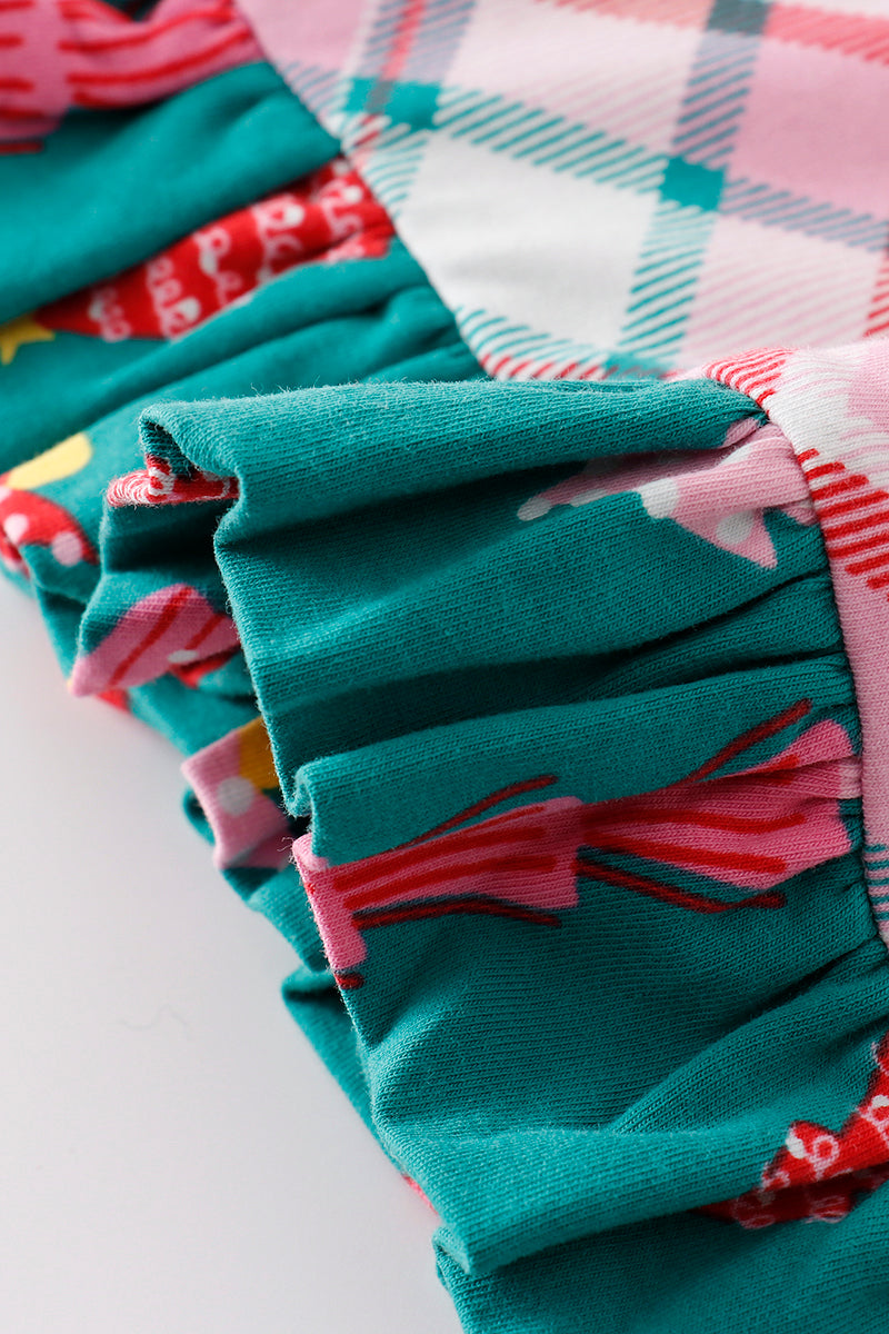 Platinum Pink Plaid Ruffle Knit Baby Blanket