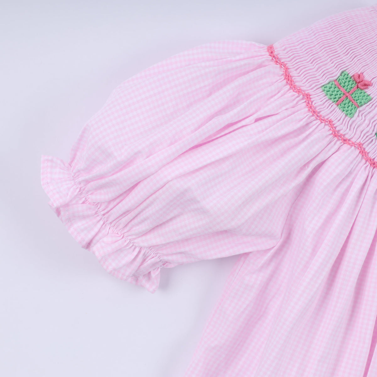 Pink Christmas Tree Hand Smocked Dress - Sweet Holiday Style for Girls