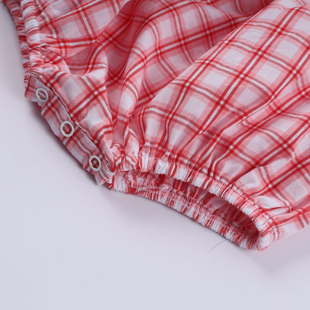 Red Christmas Santa Claus Hand Smocked Plaid Bubble - Festive Holiday Style for Baby Girls