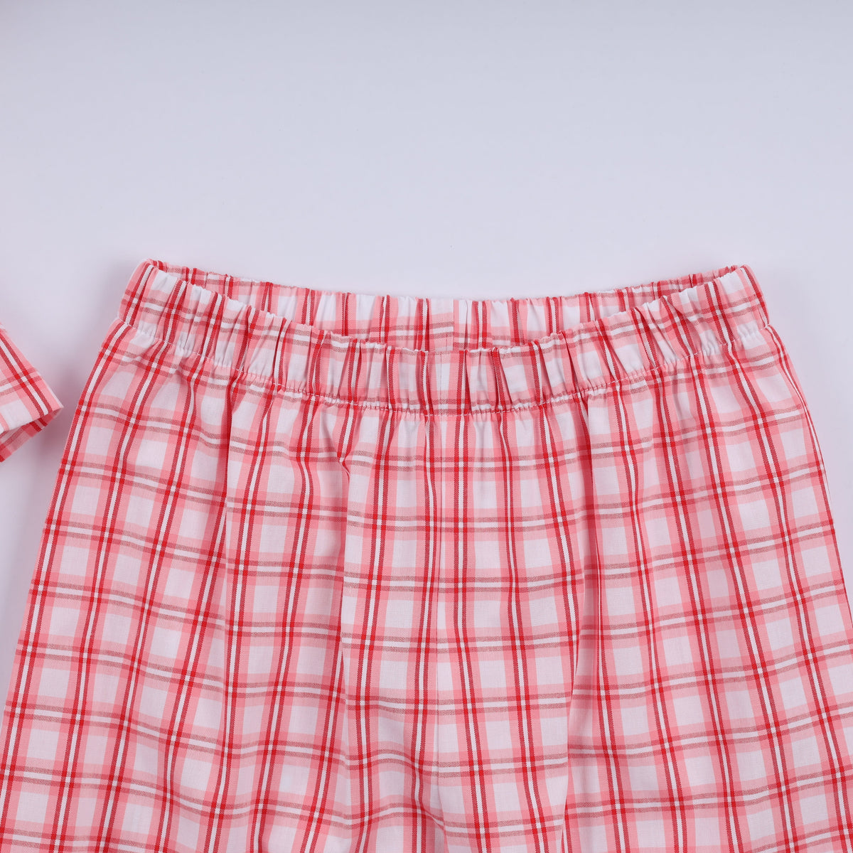 Red Christmas Santa Claus Hand Smocked Plaid Ruffle Pants Set - Festive Holiday Style for Girls