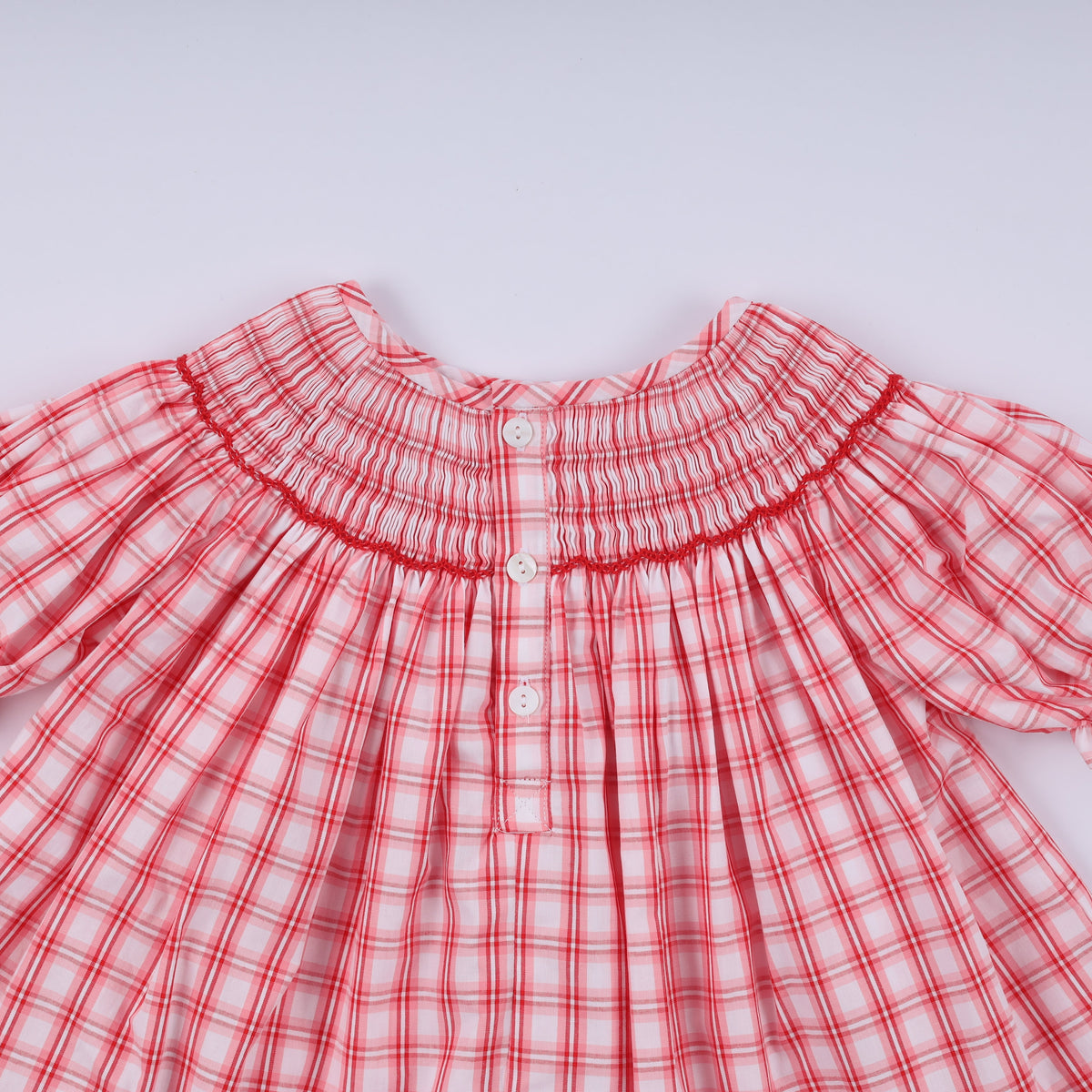 Red Christmas Santa Claus Hand Smocked Plaid Ruffle Pants Set - Festive Holiday Style for Girls