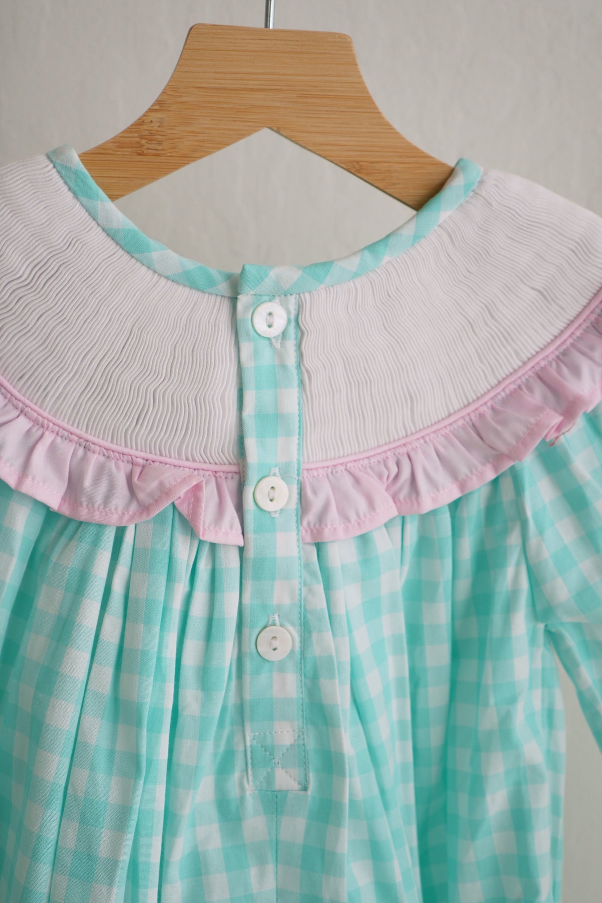 Mint Christmas Nutcracker Hand Smocked Gingham Dress - Timeless Holiday Style for Girls