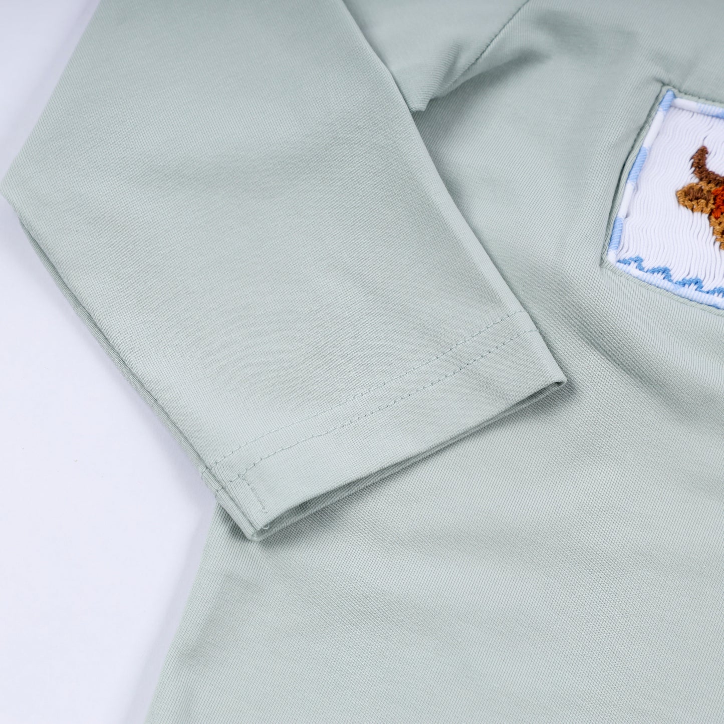 Sage Cow Hand Smocked Gingham Pants Set