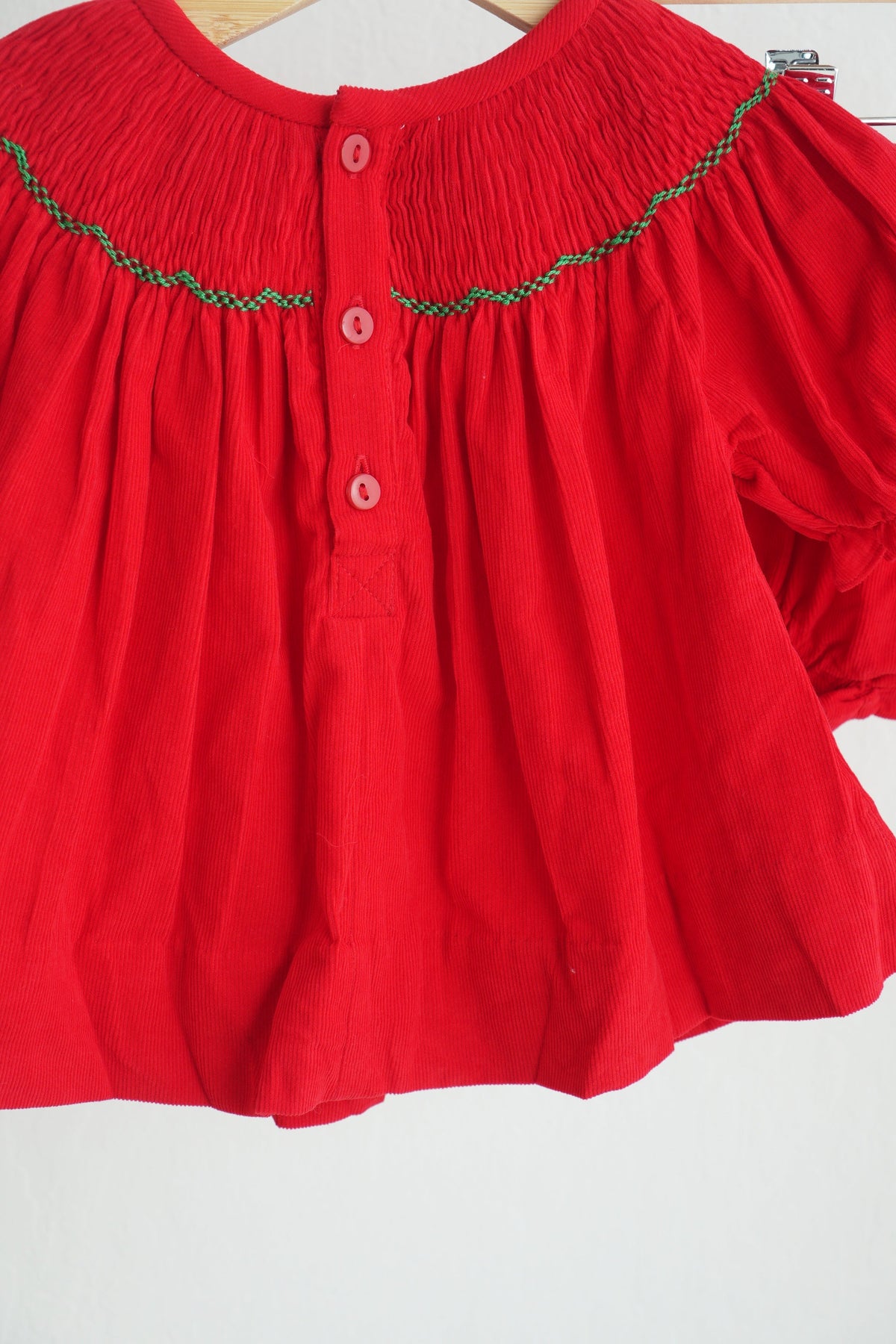 Red Christmas Tree Hand Smocked Bloomer Set - Sweet Holiday Style for Baby Girls