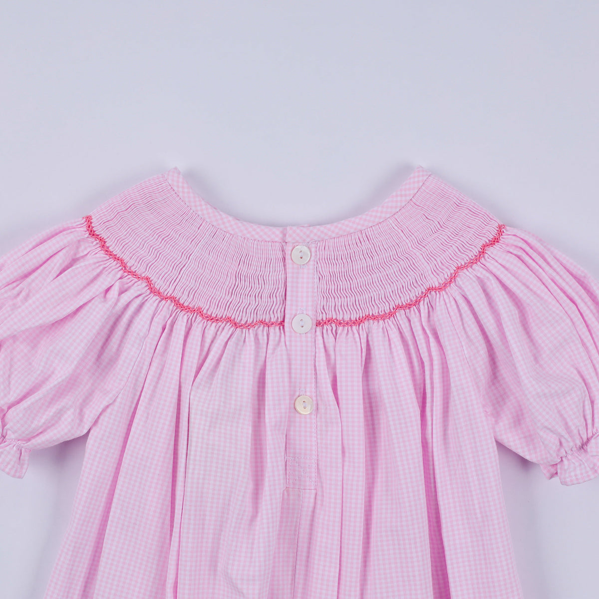 Pink Christmas Tree Hand Smocked Ruffle Romper - Whimsical Holiday Style for Baby Girls