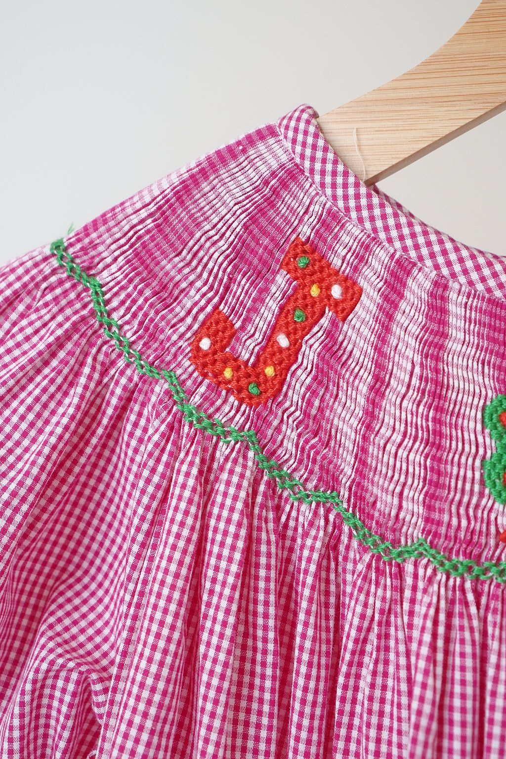 Pink Christmas Joy Hand Smocked Gingham Dress - Timeless Holiday Style for Girls
