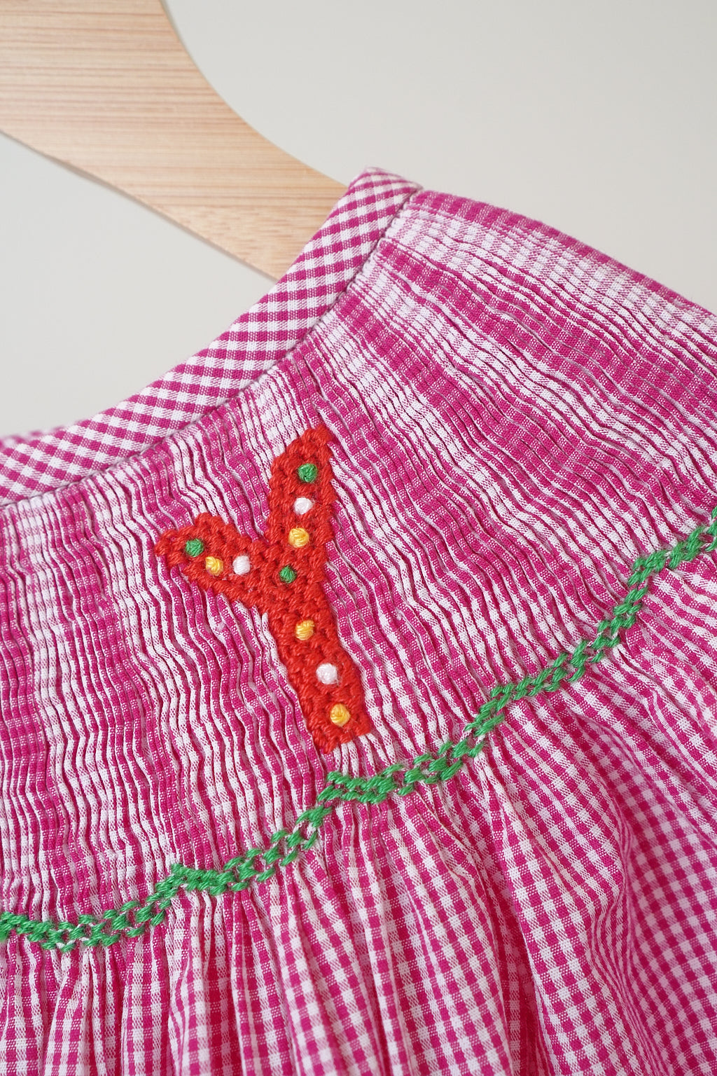 Pink Christmas Joy Hand Smocked Gingham Dress - Timeless Holiday Style for Girls