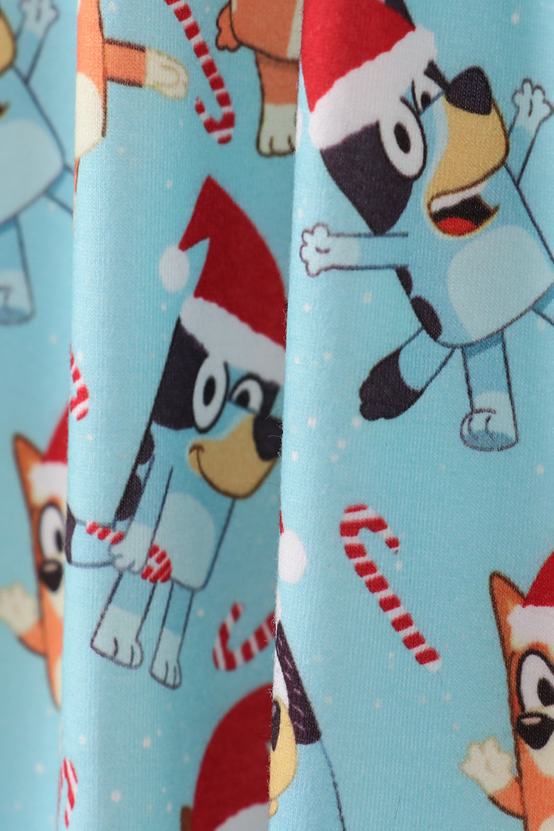 Blue Christmas Character Print Mom Pajama Pants - Cozy Holiday Sleepwear for Women