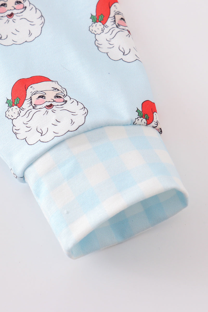 Blue Santa Print Boys Pajama Set - Sweet Christmas Comfort for Little Ones