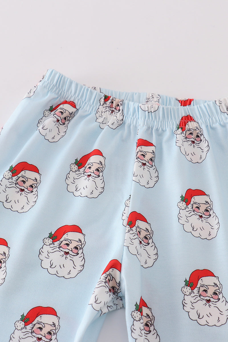 Blue Santa Print Boys Pajama Set - Sweet Christmas Comfort for Little Ones