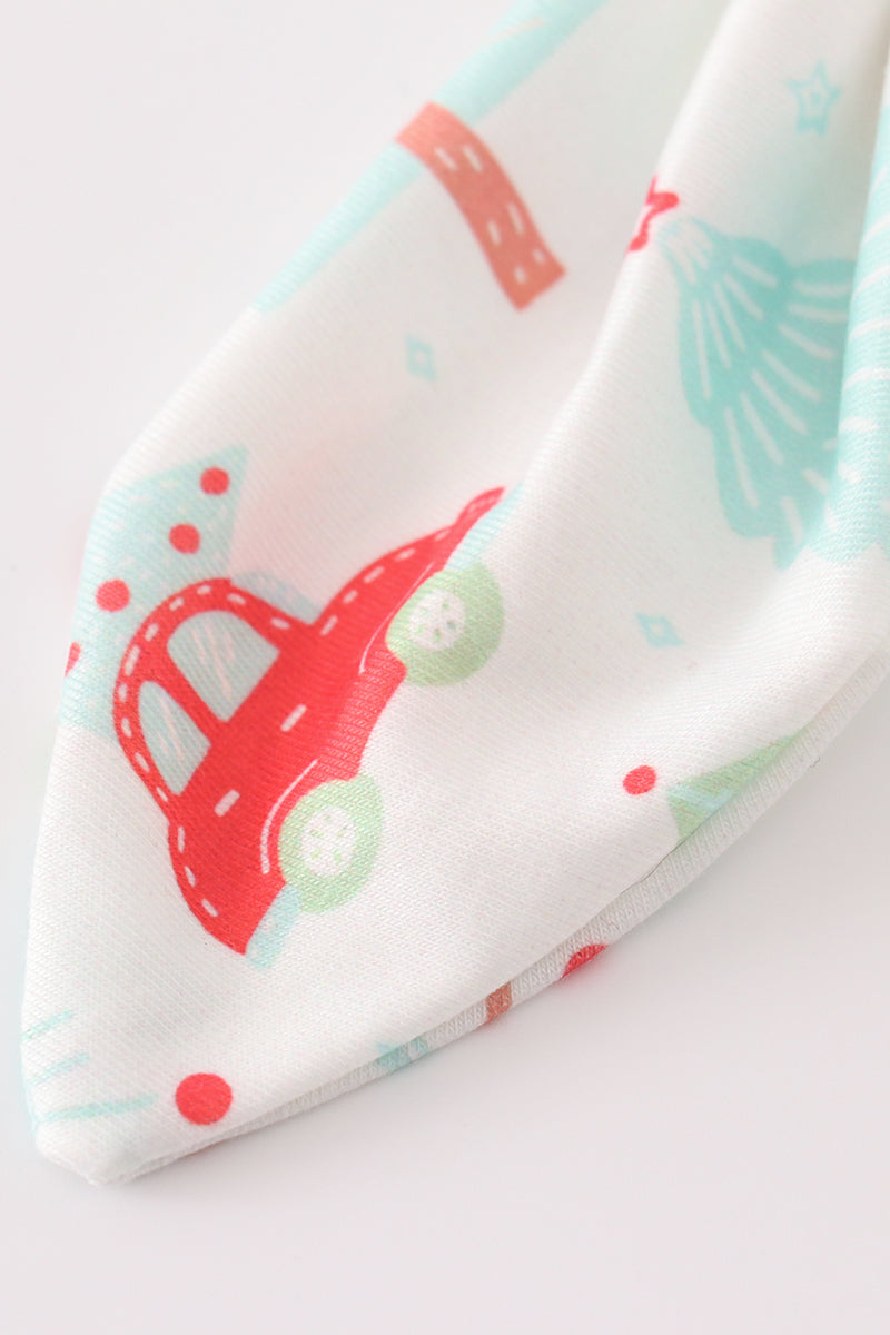 Christmas Tree Car Print Hair Sailor Bow - Festive Holiday Accessory for Girls