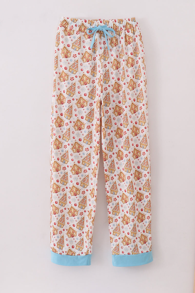 Christmas Gingerbread House Print Men Pajama Pants