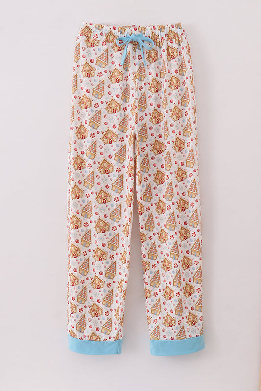 Christmas Gingerbread House Print Men Pajama Pants