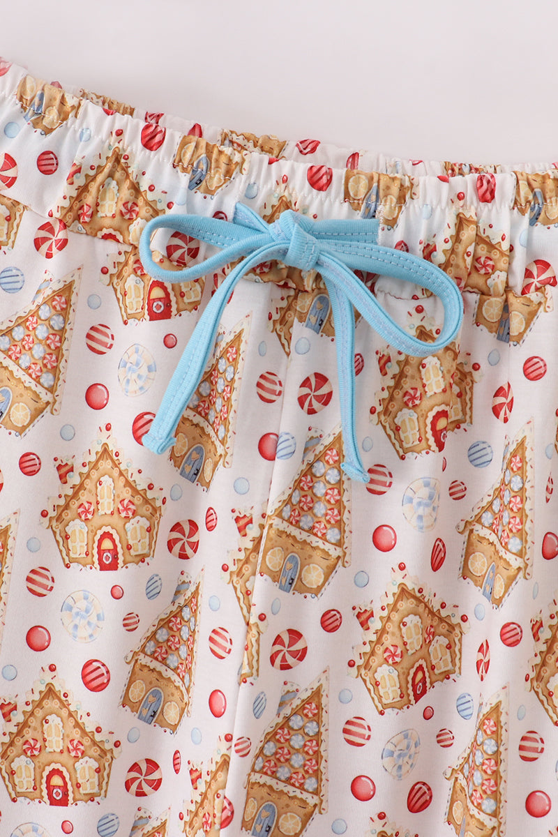 Christmas Gingerbread House Print Men Pajama Pants