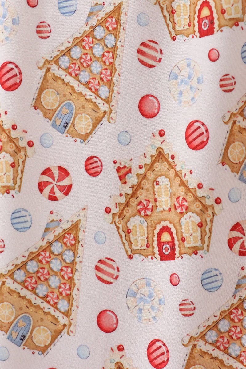 Christmas Gingerbread House Print Men Pajama Pants