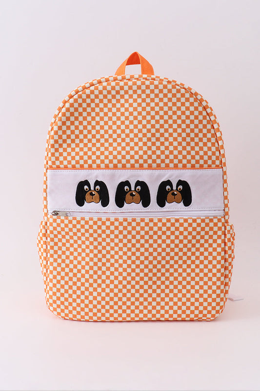 Orange Tennessee Embroidery Checkered Backpack