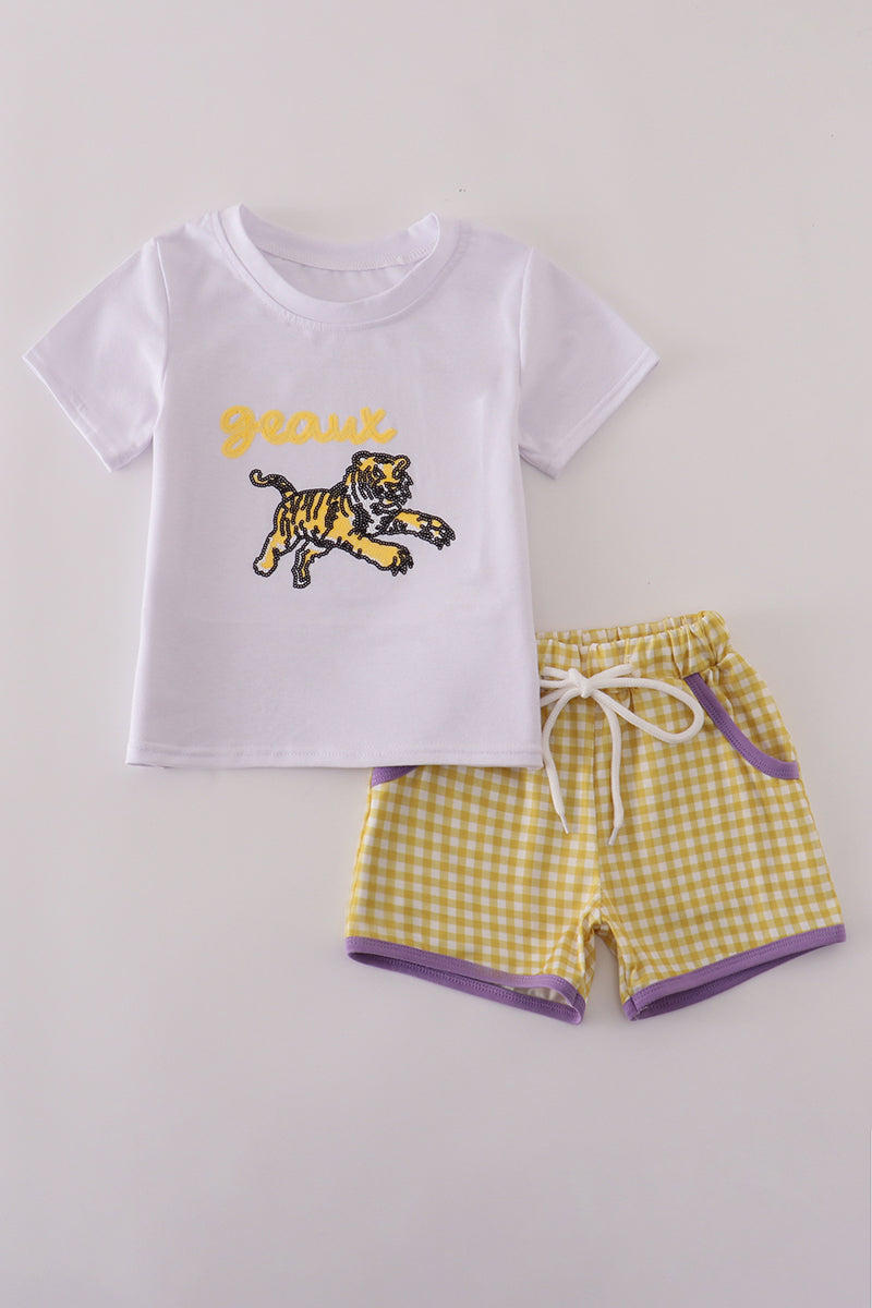 LSU Geaux Tigers Sequin Shorts Set