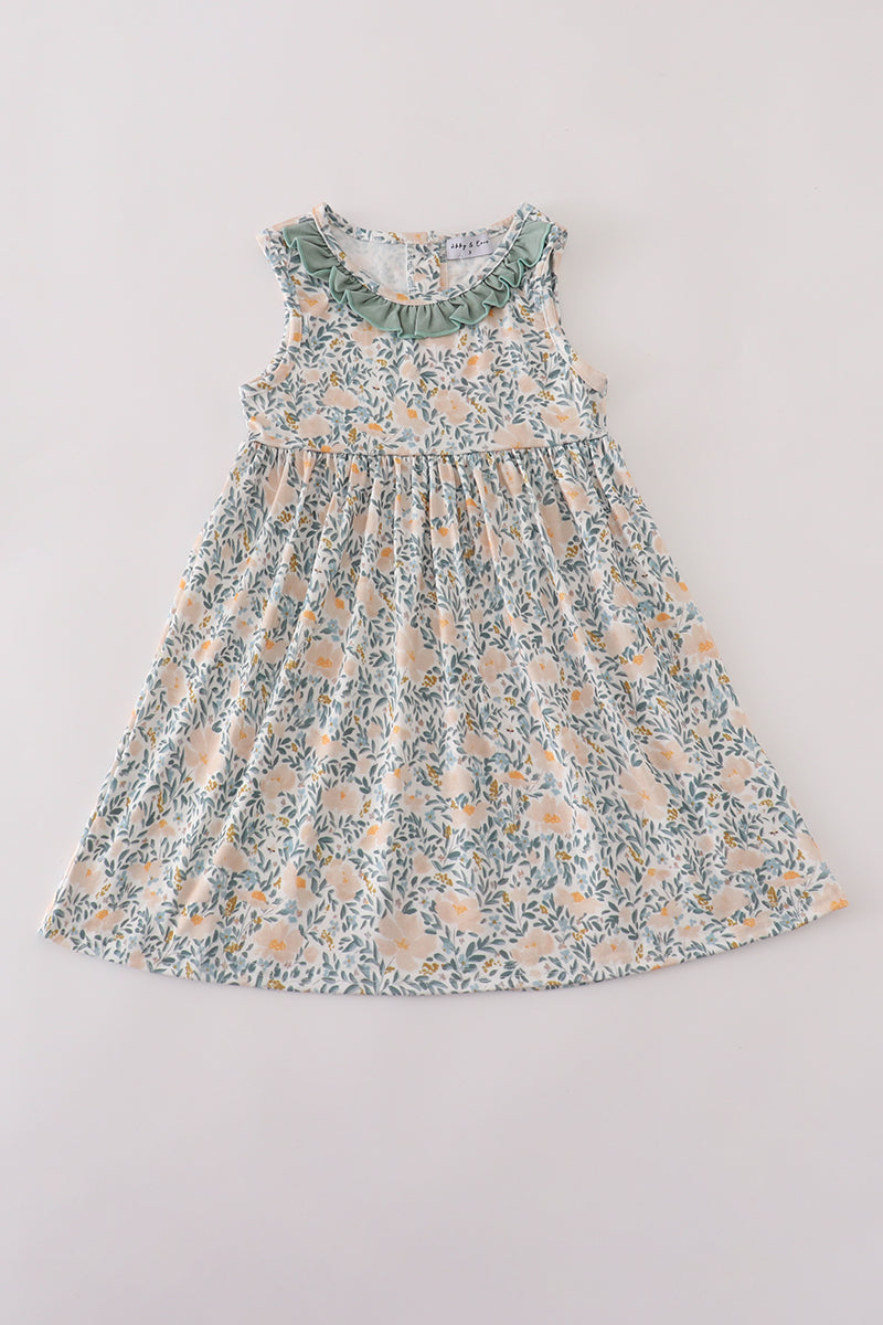 Fall Floral Print Ruffle Mom & Me Dress Set