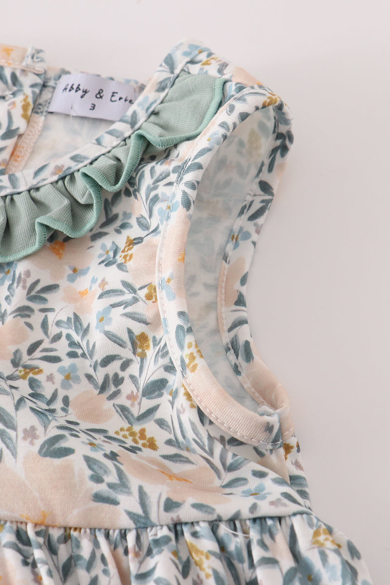 Fall Floral Print Ruffle Mom & Me Dress Set