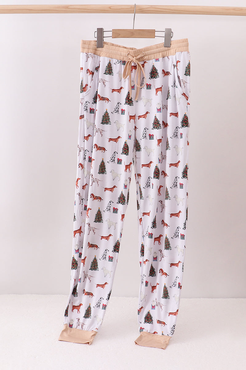 Christmas Tree Animal Bamboo Pajama Pants - Cozy Holiday Sleepwear for Adults