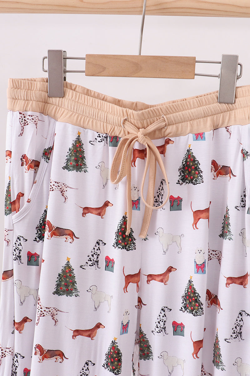 Christmas Tree Animal Bamboo Pajama Pants - Cozy Holiday Sleepwear for Adults