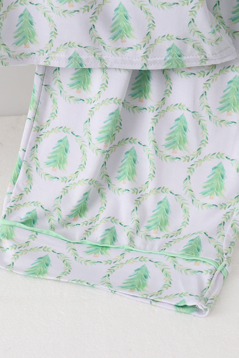 Green Christmas Tree Bamboo Dad Pajama Set - Cozy Holiday Sleepwear for Men