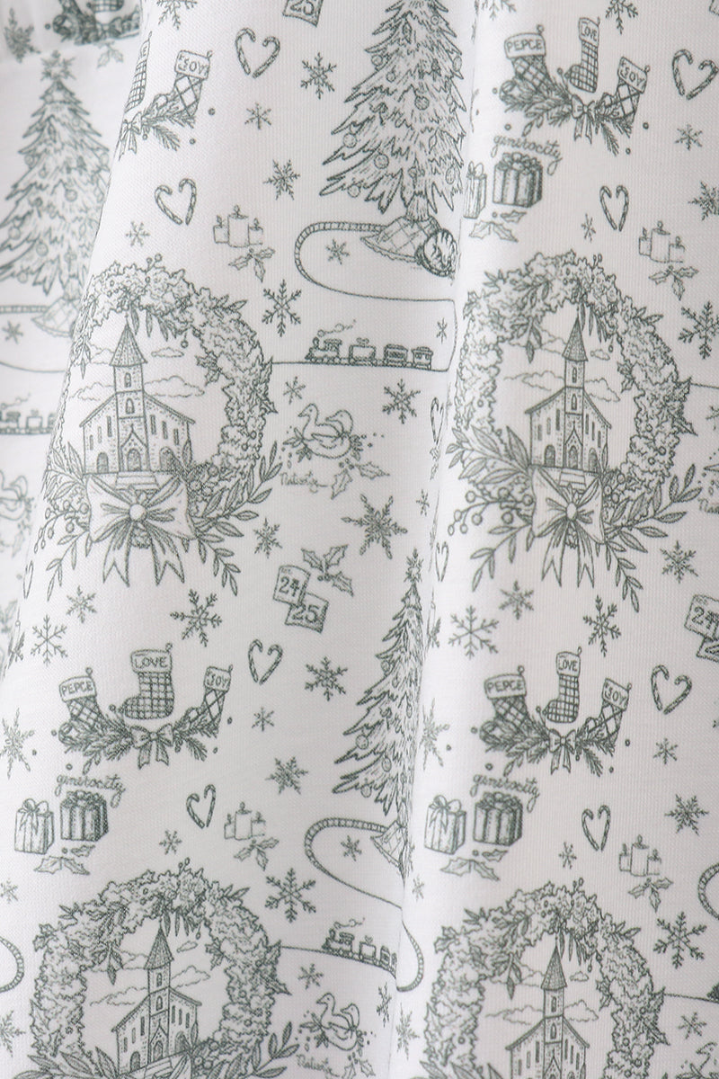 Green Christmas Tree Print Mom Pajama - Cozy Holiday Sleepwear for Women