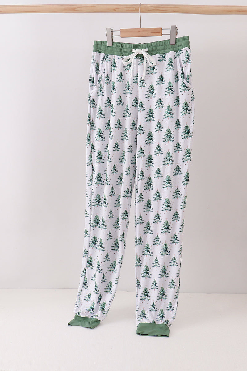 Green Christmas Tree Bamboo Mom Pants - Cozy Holiday Comfort