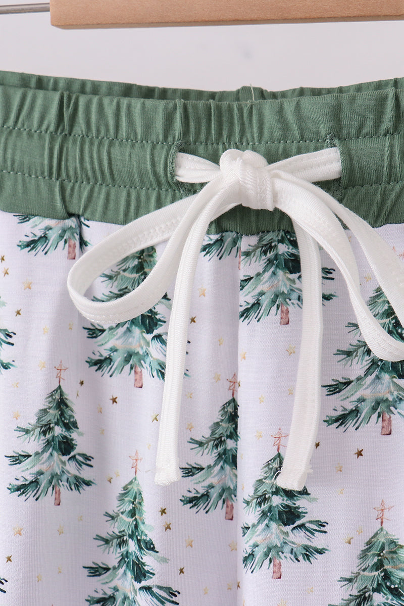 Green Christmas Tree Bamboo Mom Pants - Cozy Holiday Comfort