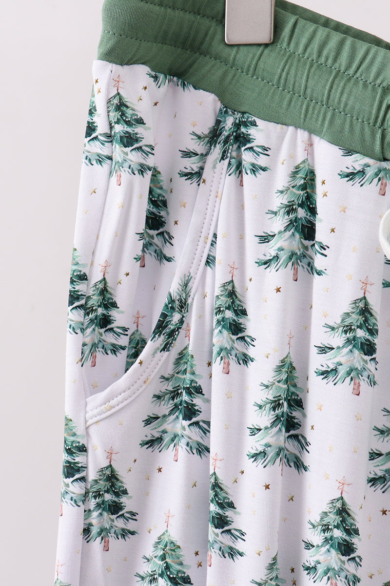Green Christmas Tree Bamboo Mom Pants - Cozy Holiday Comfort
