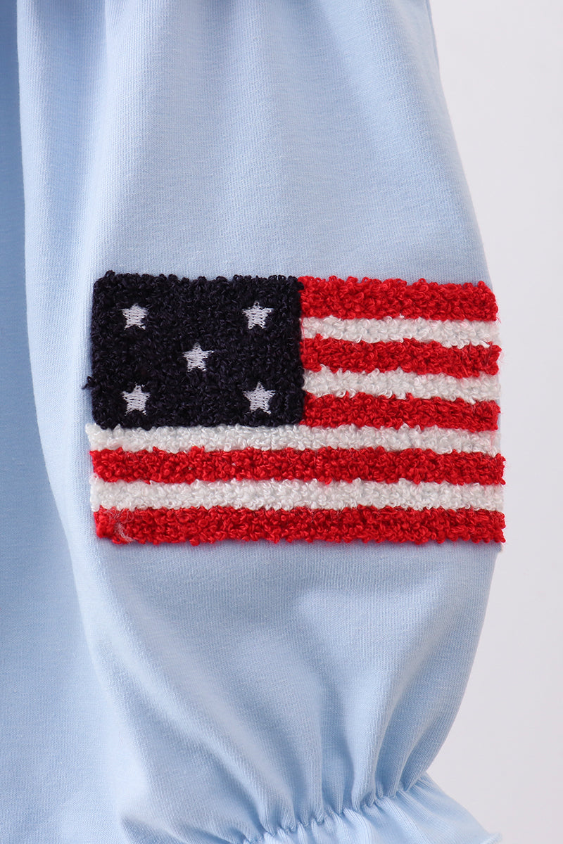 God Bless America Flag French Knot Ruffle Bubble