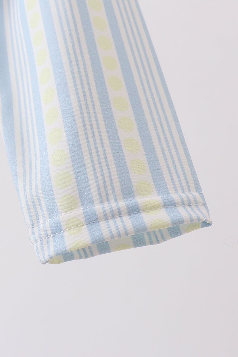 Blue Shark Applique Stripe Swimsuit for Boys