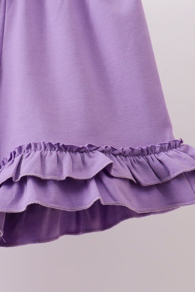 Purple Rose Bow Smocked Shorts Set