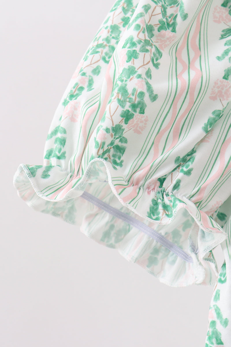 Women's Green Floral Stripe Dress (length 41.33in)