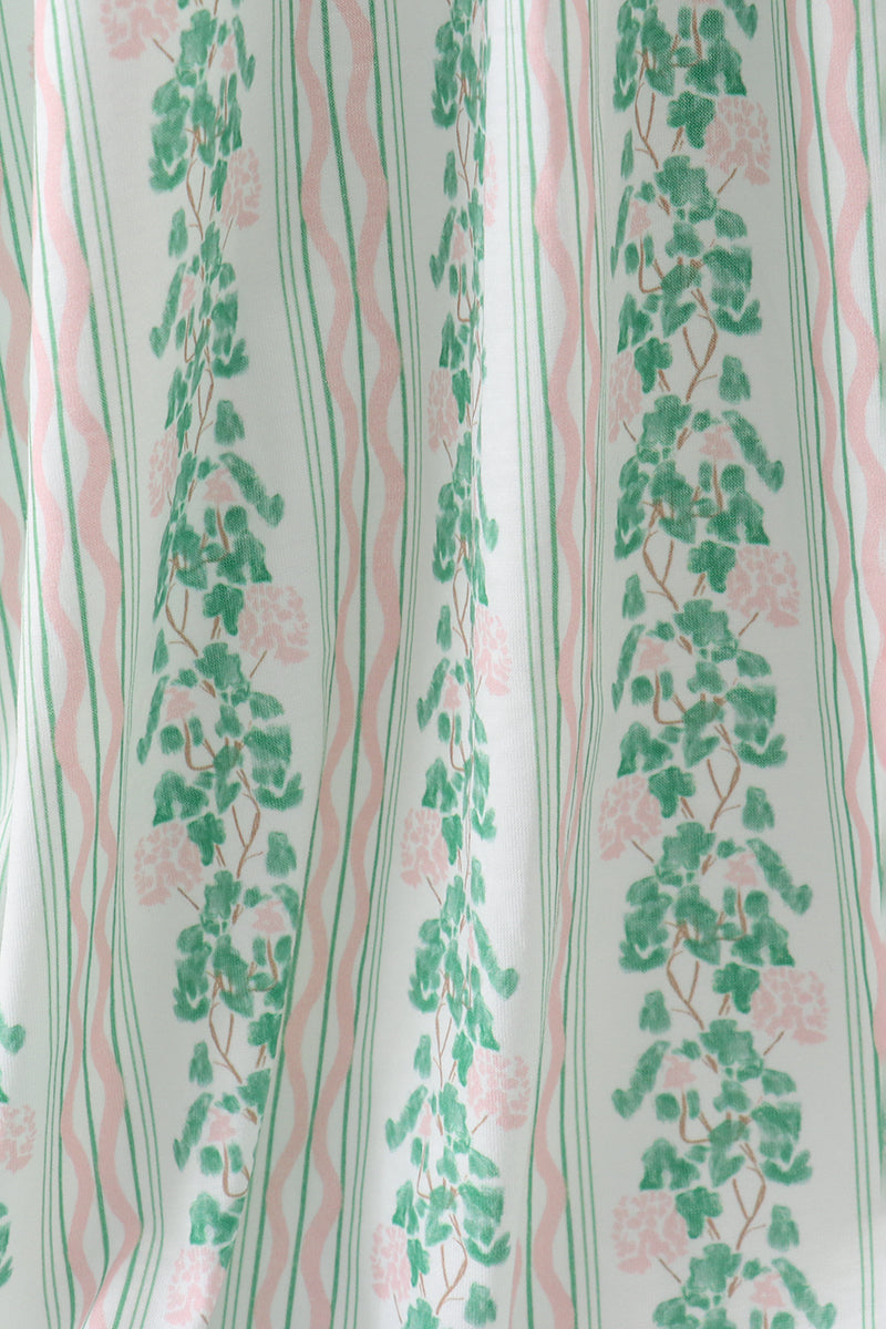 Women's Green Floral Stripe Dress (length 41.33in)