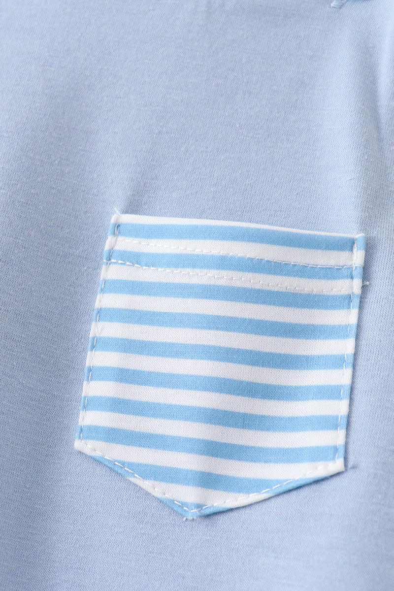 Blue Stripe Bubble Romper