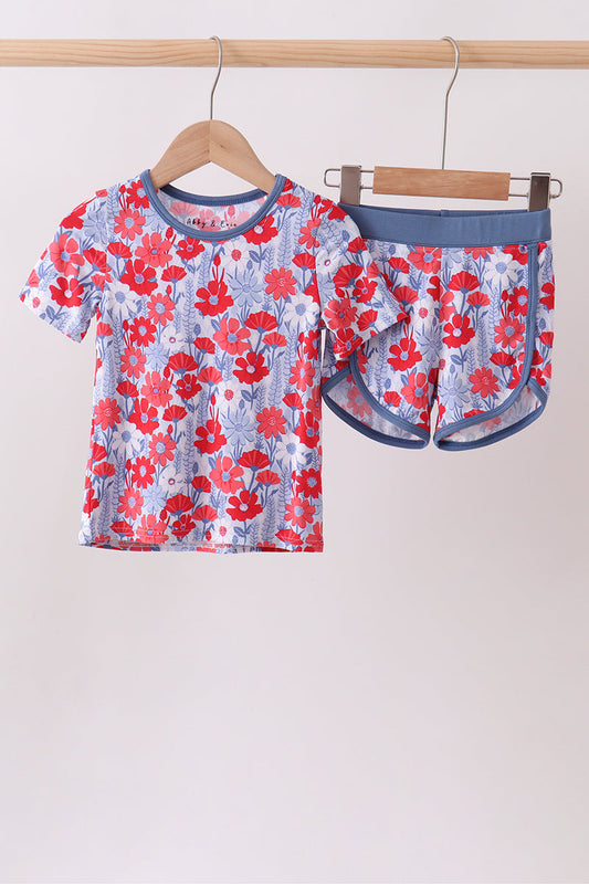 Blue Petals Bamboo Set