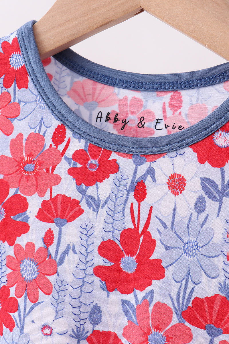 Blue Petals Bamboo Set