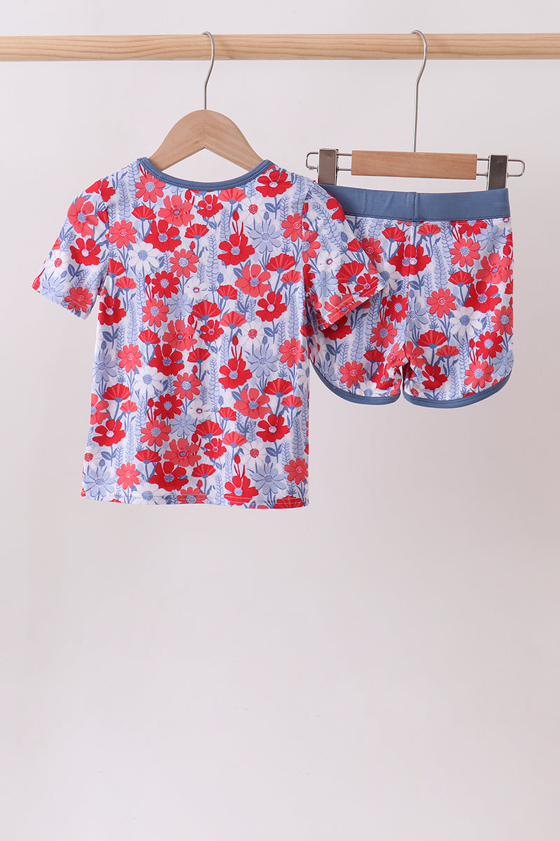 Blue Petals Bamboo Set